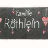 Türschild Familie aus Schiefer mit Name personalisiert, Schieferschild mit Herz, Schiefertürschild, Familienschild Bild 2