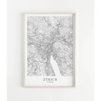 ZÜRICH Poster Map | Kunstdruck | hochwertiger Print | Zürich | Stadtplan | skandinavisches Design Zürich Karte Bild 1