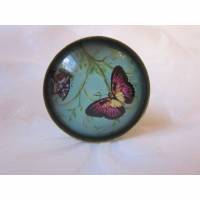 Cabochon Ring Motiv Schmetterling "Papillon" Vintage Stil Geschenkidee Türkis verschnörkelt romantisch Bild 1