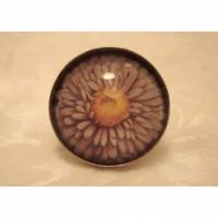 Cabochon-Ring Motiv Blume "Marguerite" verschnörkelt bronzefarben Geschenkidee Bild 1