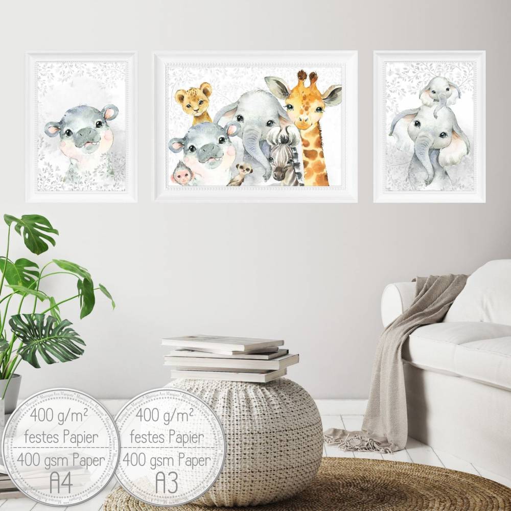 SAFARI ( 2 ) ~ Kinderzimmer Baby Bilder Poster Set Tiere