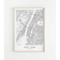 NEW YORK Poster Map | Kunstdruck | hochwertiger Print | New York | Stadtplan | skandinavisches Design New York Karte Bild 1