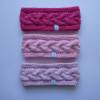 Stirnband mit Zopfmuster von Hand gestrickt aus Baumwolle in rot, orange, rosa, pink oder lila Tönen, auf Wunsch mit Fleece gefüttert Bild 5