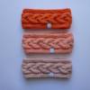 Stirnband mit Zopfmuster von Hand gestrickt aus Baumwolle in rot, orange, rosa, pink oder lila Tönen, auf Wunsch mit Fleece gefüttert Bild 6
