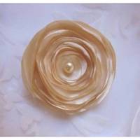 Klammer Haarklammer beige Satin "Fleur Beige" romantisch nostalgisch Brautschmuck cremefarben Bild 1