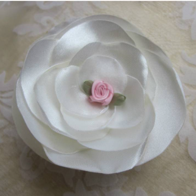 Braut Stoffblume Brosche Klammer Weiß Rosa Hochzeit