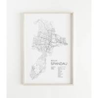 BERLIN SPANDAU Poster Map | Kunstdruck | hochwertiger Print | Stadtplan | wunderschönes skandinavisches Design Spandau Karte Bild 1