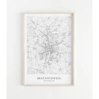 BRAUNSCHWEIG Poster Map | Kunstdruck | hochwertiger Print | Braunschweig | Stadtplan | skandinavisches Design Braunschweig Karte Poster Bild 1