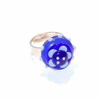 Ring - Glas - Lampwork - Blume - blau Bild 1
