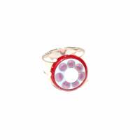 Ring - Glas - Lampwork - Blume - rot / blau / lila Bild 1