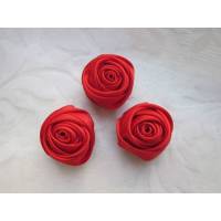 Blumen Magnete 3er Set "Rose-Rouge" Rot Rose Deko Landhausstil Stoffblumen Mitbringsel Geschenkidee Bild 1