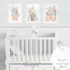 Kinderzimmerbilder Babyzimmerbilder Geschlechts - NEUTRAL Aquarell Illustrationen Babyposter und Geschenk - Karte Bilder Set Tiere  /23 Bild 6