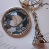 Schlüsselanhänger Frankreich Blau Porträt Frau Dame Hut Eiffelturm Paris "Sandrine" Geschenkidee Geburtstagsgeschenk Jubiläum Weihnachten Bild 3