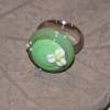 Ringtop - Glas - Lampwork - grün mit Blume Bild 4