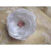 Braut Brosche und Klammer Weiß Rosa Stoffblume "Rosalie" Taufe festlich Bild 1