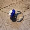Ring - Glas - Lampwork - blau mit weißer Blume Bild 4