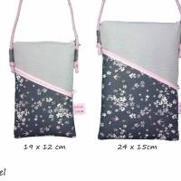 Handytasche zum Umhängen grau Mini Umhängetasche Crossbag handmade aus Baumwollstoff 2 Fächer Farb- und Musterauswahl Bild 4