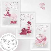 Fashion LAMA Mädchen Kinderzimmer Babyzimmer Bilder Set Bild Kunstdruck für A4 Bilderrahmen  | SET 39 Bild 1