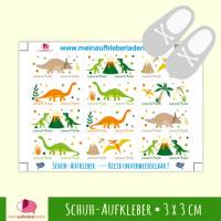 24 Schuhaufkleber | Dinos -  T-Rex, Langhals, Stegosaurus + Schutzfolie  - 3 x 3 cm Bild 1