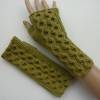 Armstulpen Handstulpen Kiwi-Grün handgestrickt Baumwolle verschiedene Muster Geschenk Frau Freundin Schwester Bild 6