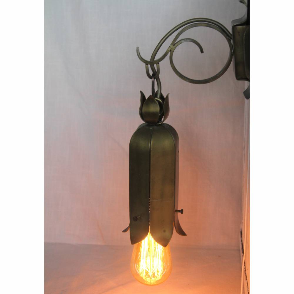 Vintage Lampe Glas und Messing Blütenform Bild 1