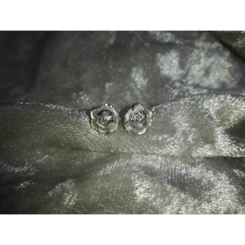 Ohrstecker Rosen aus 999 Silber, mattsilber