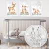 Babyzimmer Bilder Kinderzimmer Bilder Wald Tiere Fuchs, Reh, Bär Bild Kunstdruck für A4 Bilderrahmen |SET 36 Bild 10