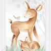 Babyzimmer Bilder Kinderzimmer Bilder Wald Tiere Fuchs, Reh, Bär Bild Kunstdruck für A4 Bilderrahmen |SET 36 Bild 2