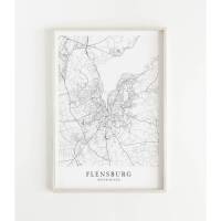 FLENSBURG Poster Map | Kunstdruck | hochwertiger Print | Flensburg | Stadtplan | skandinavisches Design Flensburg Karte Bild 1