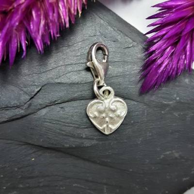 Anhänger Charm Herz Herzchen aus 999 Silber mit schönem Muster