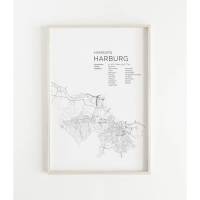 HAMBURG Harburg Poster Map | Kunstdruck | hochwertiger Print | Harburg | Stadtplan | skandinavisches Design Karte Bild 1