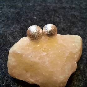 Ohrstecker Halbperlen Halbkugeln 999 Silber, matt gebürstet, in 2 Größen