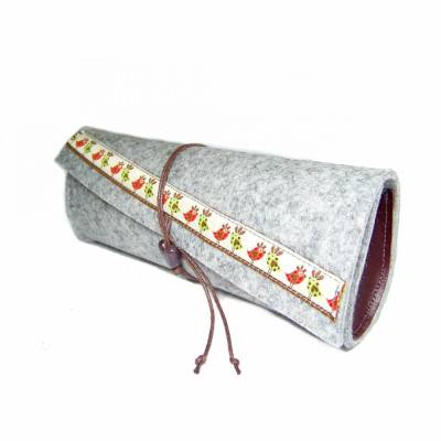 Federmäppchen Stifteetui Wollfilz, Filz, Farbauswahl Leder mit Webband für Schule Studium Arbeitsplatz etc.