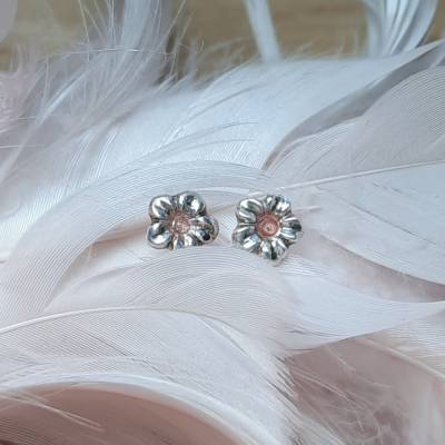 Ohrstecker kleine Blumen aus 999 Silber, mit rosé gefüllt
