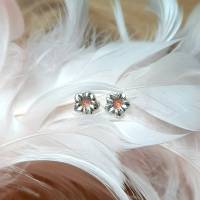 Ohrstecker kleine Blumen aus 999 Silber, mit rosé gefüllt Bild 7