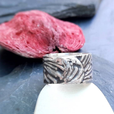 Silberring "Feuerwerk" aus 999 Silber, geschwärzt