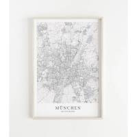 MÜNCHEN Poster Map | Kunstdruck | hochwertiger Print | München | Stadtplan | skandinavisches Design München Karte Bild 1