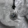 Silber-Anhänger mit Dichroic Glascabochon am Lederband, 999 Silber Bild 3