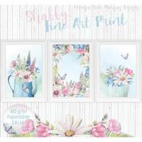 Shabby Chic Landhaus Blumen Cottage Bilder Set  | Wandbilder Kunstdrucke Bilder Fine Art Print  |für den A4 Bilderrahmen | 400 mg | S24 Bild 1