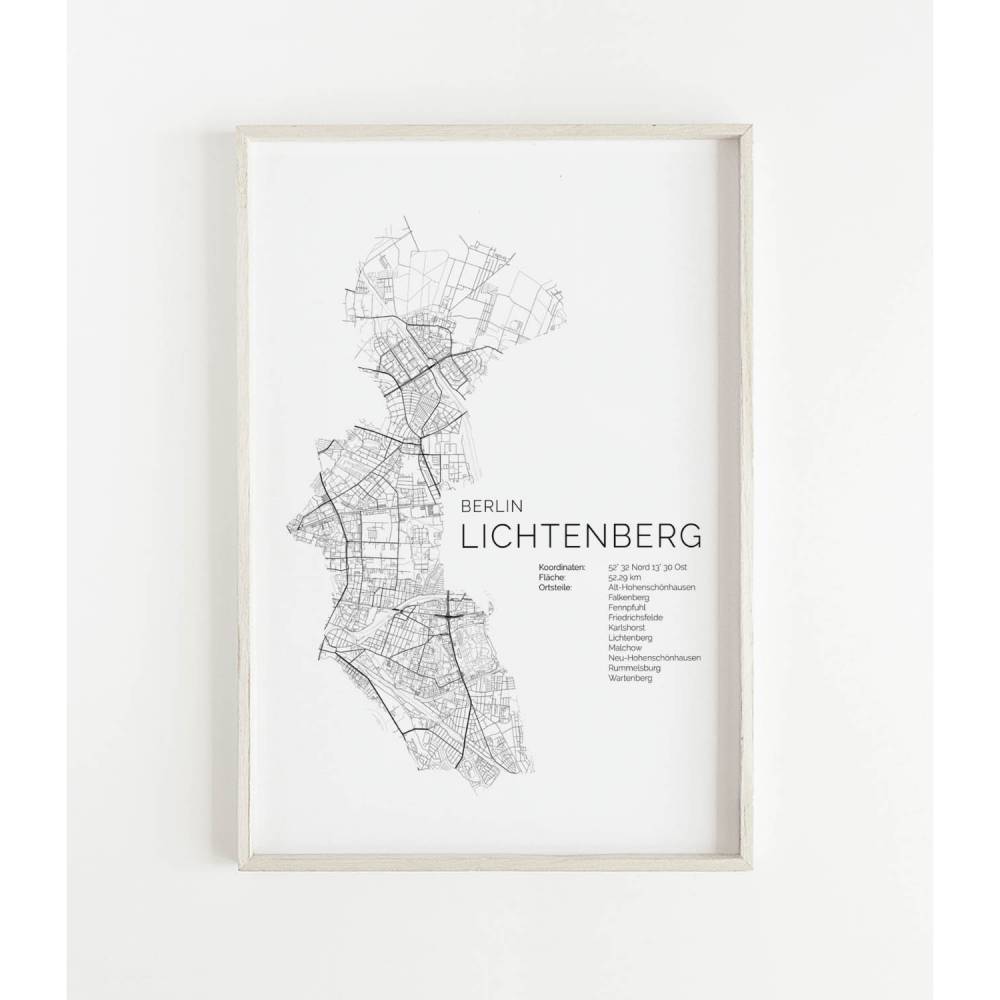 BERLIN Lichtenberg Poster Map | Kunstdruck | hochwertiger Print | | Stadtplan | skandinavisches Design Lichtenberg Bild 1