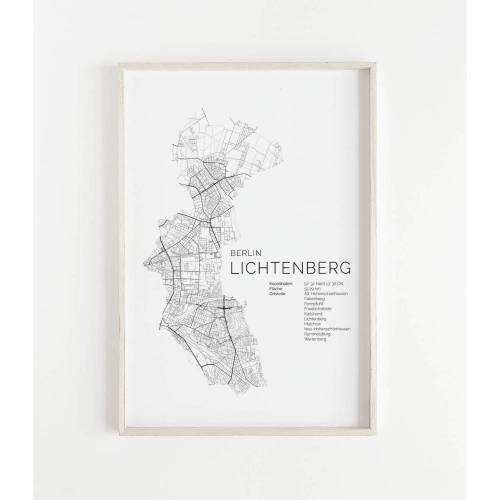 BERLIN Lichtenberg Poster Map | Kunstdruck | hochwertiger Print | | Stadtplan | skandinavisches Design Lichtenberg