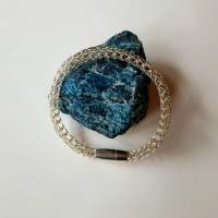 Handgestricktes Armband aus Silberdraht, viking knit Bild 3