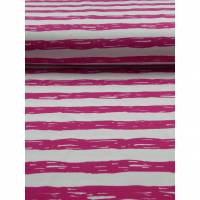 11,90EUR/m Jersey "Painted Stripes" weiß/pink Bild 1