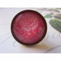 Cabochon Ring Blume rot "Frasquita" verschnörkelt Geschenkidee Weihnachtsgeschenk Bild 1