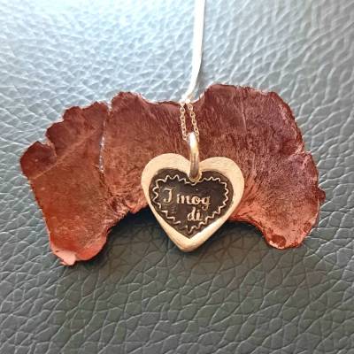 Anhänger Lebkuchenherz mit Text  "I mog di", 999 Silber
