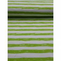 11,90EUR/m Jersey "Painted Stripes" in weiß/lime Bild 1