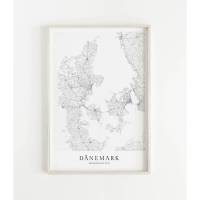 DÄNEMARK Poster Map | Kunstdruck | hochwertiger Print | Dänemark | Stadtplan | skandinavisches Design Dänemark Karte Bild 1