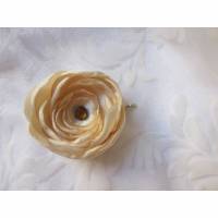 Romantische Satin Haarklammer Creme Beige Stoffblume Braut Haarblüte "Carole" Brautschmuck Bild 1