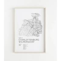 BERLIN Charlottenburg Wilmersdorf Poster Map | Kunstdruck | hochwertiger Print | Stadtplan | wunderschönes skandinavisches Design Bild 1