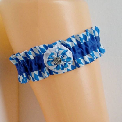 Strumpfband, Bayrisches Strumpfband, Strumpfband blau-weiß, Strumpfband bayerische Farben, Bauernhochzeit, bayerische Hochzeit, blau-weiß
